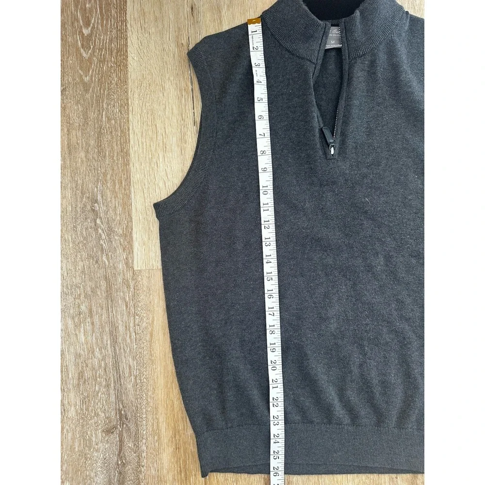 Mens 100% Supima‎ Cotton Quarter Zip Sweater Vest Gray Medium Daniel Cremieux
